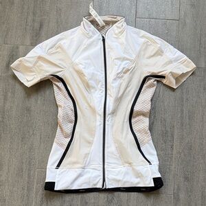 Lululemon Athletica White and Black cycling jersey
